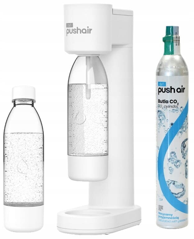 Dafi PushAir vesikyllästin + 2 x 0,7 L pullo + CO2-patruuna valkoinen setti hinta ja tiedot | Kahvipannut ja teekannut | hobbyhall.fi