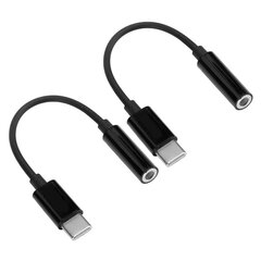 2 kpl USB C - 3,5 mm kuulokereiän muuntimen äänisovitinkaapeli Pixelille/Samsung GalaxyBlackille hinta ja tiedot | Kuulokkeet | hobbyhall.fi