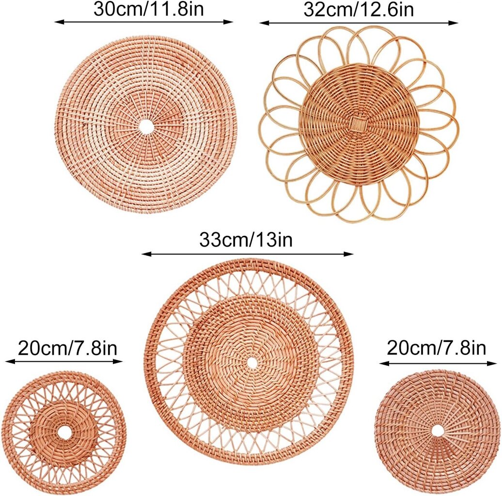 Koristekoriste pajukorista, 5-osaiset kudotut korit, boheemi tyyli hinta ja tiedot | Sisustuspaneelit | hobbyhall.fi