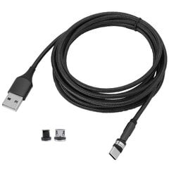 3 in 1 360 astetta pyörivä TypeC magneettinen USB-laturi Micro USB -pikalatauskaapeli 1M (musta) hinta ja tiedot | Puhelimen lisätarvikkeet | hobbyhall.fi