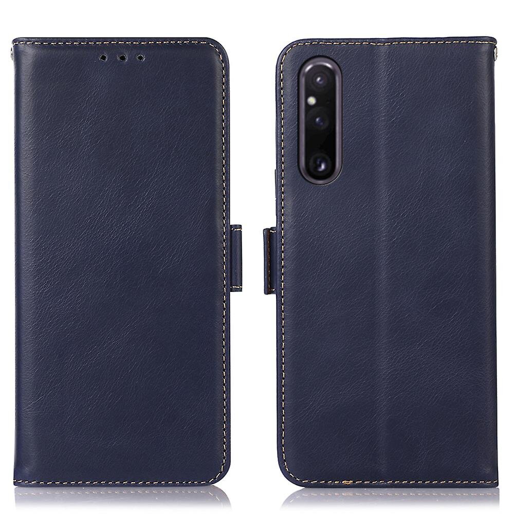 Aito lehmännahkainen puhelinkuori Sony Xperia 1 V Crazy Horse Texture RFID-estoteline Lompakko ShellBlue hinta ja tiedot | Puhelimen kuoret ja kotelot | hobbyhall.fi