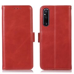 Aito lehmännahkainen puhelinkuori Sony Xperia 1 V Crazy Horse Texture RFID-estoteline Lompakko ShellRed hinta ja tiedot | Puhelimen kuoret ja kotelot | hobbyhall.fi