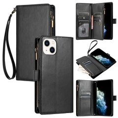 Kotelo Iphone 14 Card Slots Pu Nahka Folio Flip Lompakon vetoketjullinen kansi Yhteensopiva Iphone 14 CoverBlack kanssa hinta ja tiedot | Puhelimen kuoret ja kotelot | hobbyhall.fi