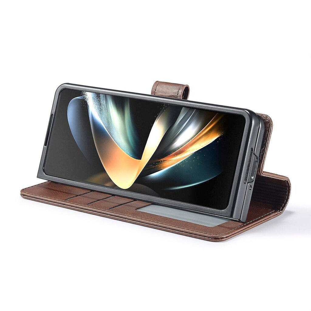 Samsung Galaxy Z Fold5 5G lompakko Nahkainen puhelinkotelo Jalusta Calf Texture puhelimen suojakuoriSamsung Galaxy Z Fold5 5GB ruskea hinta ja tiedot | Puhelimen kuoret ja kotelot | hobbyhall.fi