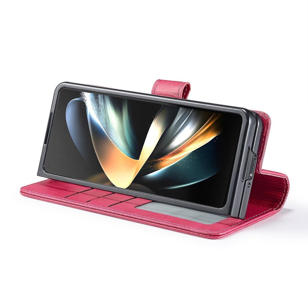 Samsung Galaxy Z Fold5 5G lompakko Nahkainen puhelinkotelo Jalusta Calf Texture puhelimen suojakuoriSamsung Galaxy Z Fold5 5GPink hinta ja tiedot | Puhelimen kuoret ja kotelot | hobbyhall.fi