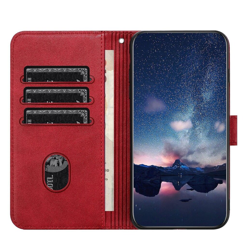 Kotelo Oppo Reno 10 5g Kickstand Protective Folio Book Pu Nahkainen Lompakonsuojus Luottokorttikotelo, Yhteensopiva Oppo Reno 10 5g CaseRed kanssa hinta ja tiedot | Puhelimen kuoret ja kotelot | hobbyhall.fi