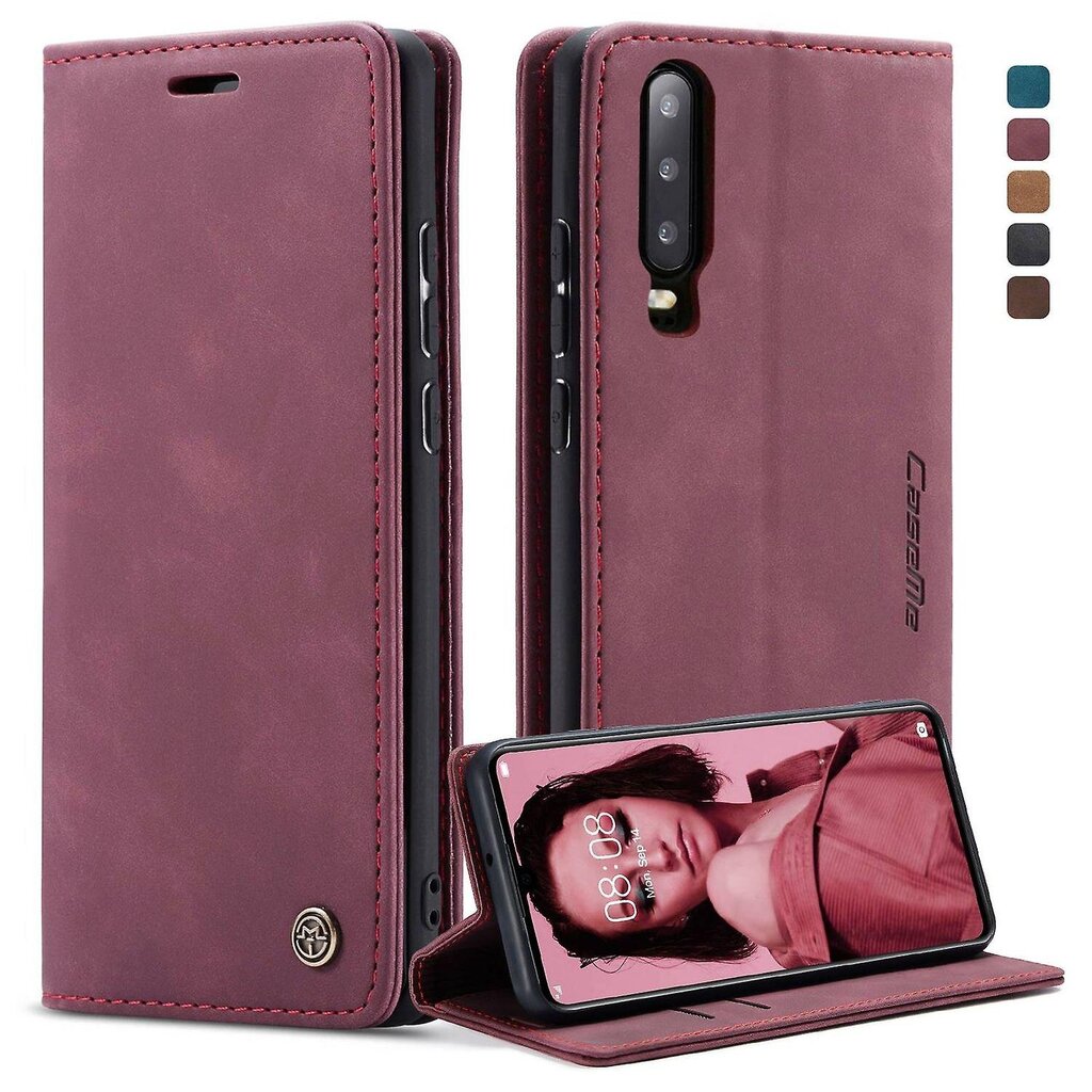 CASEME 013 Series for Huawei P30 Iskunkestävä PU-nahkainen jalustan suojus Naarmuuntumaton lompakkopuhelinkotelo Style E Huawei P30Red hinta ja tiedot | Puhelimen kuoret ja kotelot | hobbyhall.fi