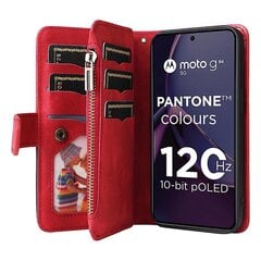 Motorola Moto G84 5g Splicing Lompakkoteline Kotelo Vetoketju 9 korttipaikkaa NahkakuoriPunainen hinta ja tiedot | Puhelimen kuoret ja kotelot | hobbyhall.fi