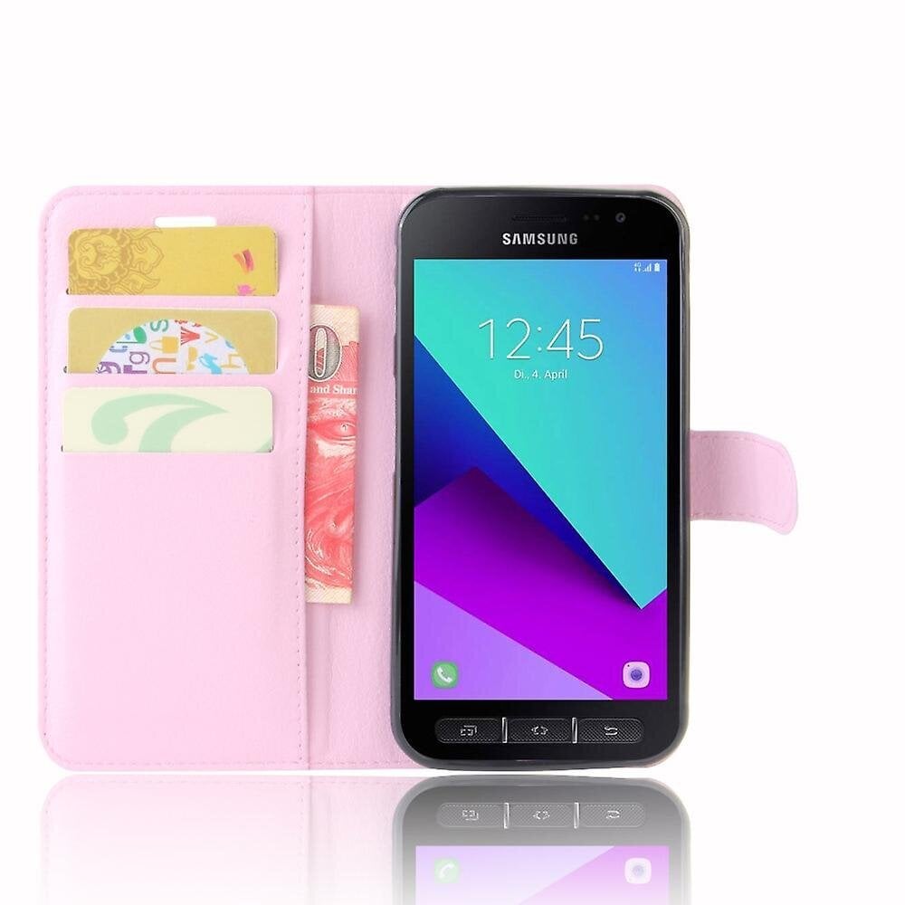 Litchi Skin Wallet Nahkainen jalustan kansi Samsung Galaxy Xcover 4s/Xcover 4 G390FStyle E Samsung Galaxy Xcover Pink hinta ja tiedot | Puhelimen kuoret ja kotelot | hobbyhall.fi