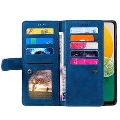 Samsung Galaxy A35 5g Pu Nahkakotelo Ranneke Vetoketju 9 Korttikotelo Puhelimen CoverBlue hinta ja tiedot | Puhelimen kuoret ja kotelot | hobbyhall.fi