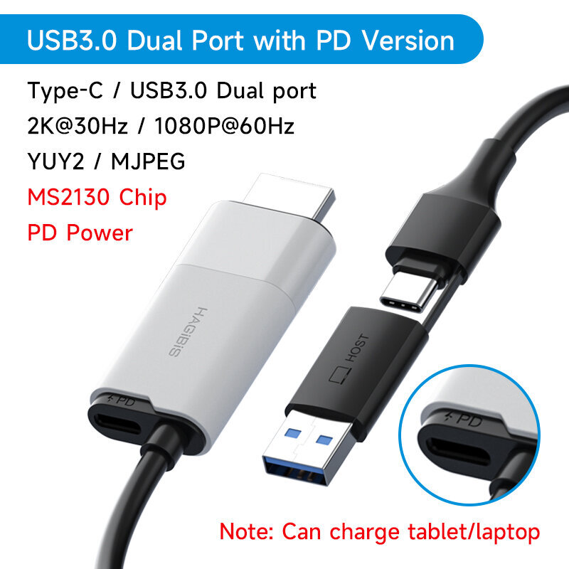 Hagibis Usb 3.0 -Videon Sieppauskortti Hdmi-Usb-A/C-Tyypin Kaappauskaapeli Pd 100 W Quest 3 Switch Gaming -Suoratoistonauhuriin hinta ja tiedot | Adapterit | hobbyhall.fi