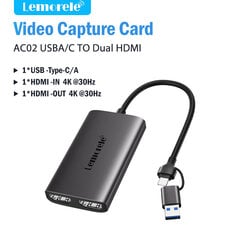 Lemorele Video Capture Card 4K Hdmi -Yhteensopiva Usb A/C -Tallennuskortti 4K Loop Outilla Switch X Ps4/5 -Suoratoistoa Varten hinta ja tiedot | Adapterit | hobbyhall.fi