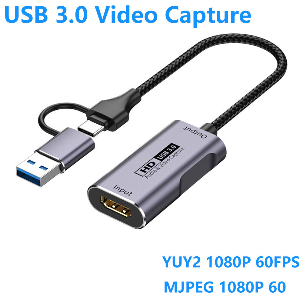 Usb 3.0 - Hdmi-Yhteensopiva Ääni- Ja Videosieppauskorttilaite Obs-Suoratoistolähetykseen Pelitallennukseen Placa De Captura hinta ja tiedot | Adapterit | hobbyhall.fi