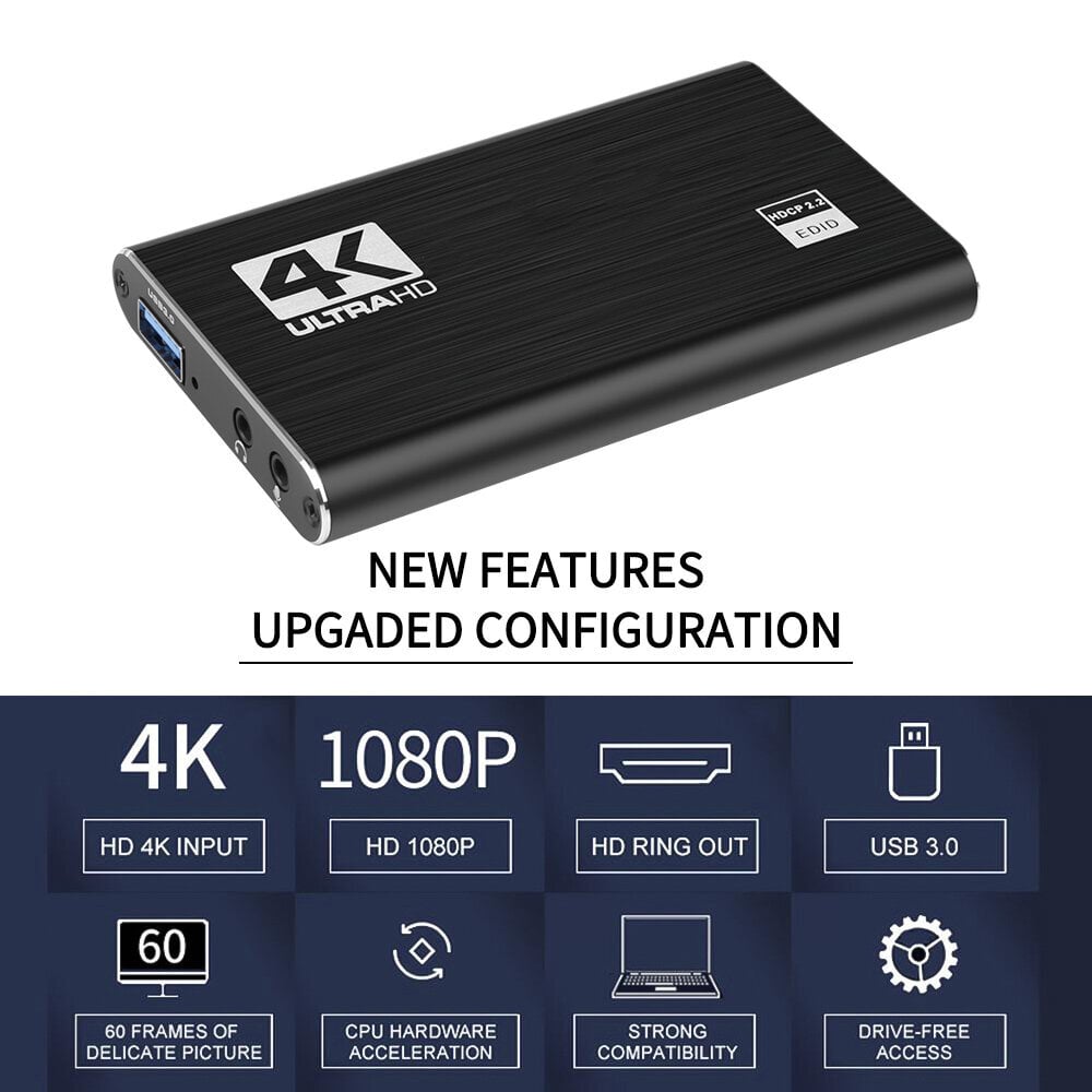 4K Video Capture Card 1080P 60 Fps Hd-Kamera hinta ja tiedot | Adapterit | hobbyhall.fi