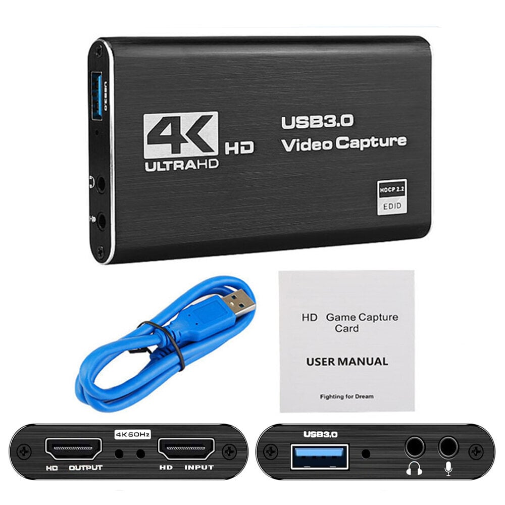 1080P 60Hz Video Capture Card Loop Outilla 4K Hdmi-Yhteensopiva Usb3.0-Tallennus Pc:Lle Xbox Ps3 Game Live Streaming -Lähetys hinta ja tiedot | Adapterit | hobbyhall.fi