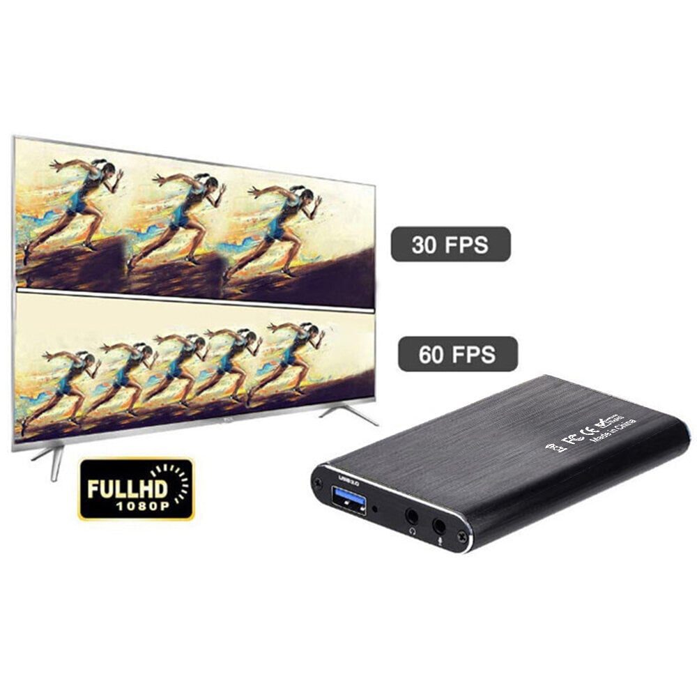 4K 30Hz Usb 3.0 Video Capture Card Hdmi-Yhteensopiva Vhs Board Grabber Ps4 Game Dvd-Kamera Videonauhuri Pelin Suoratoisto hinta ja tiedot | Adapterit | hobbyhall.fi