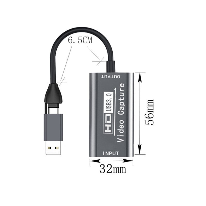 2 In 1 -Videon Sieppauskortti, Jossa Hdmi 4K - Type C Usb 3.0 -Ääni-Videomuunnin Tietokone Kannettava Tietokone Älypuhelimen Valvontasovitin hinta ja tiedot | Adapterit | hobbyhall.fi