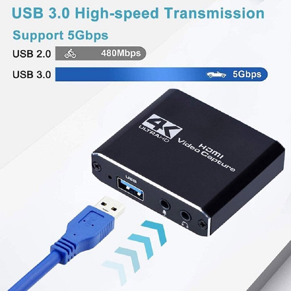 4K Hdmi-Yhteensopiva Hd-Tallennin Grabber 1080P 60Hz Usb3.0 High Definition Game Capture Device 60Fps Pc-Pelien Suoratoistoon hinta ja tiedot | Adapterit | hobbyhall.fi