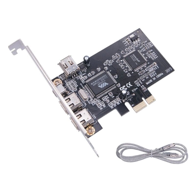 Pcie Firewire Pci-E 2A+1 Mini-A 1394A Videon Sieppauskortti Via Vt6308p Piirituki Ieee1394 400 Mbit 2+1 Portti Phy hinta ja tiedot | Adapterit | hobbyhall.fi