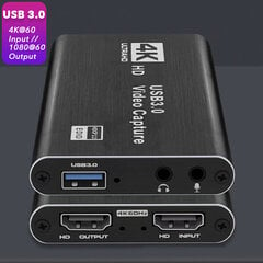 Nku 4K 1080P 60 Hz Videon Sieppauskortti Silmukkaliitännällä Pöytätietokoneelle Kannettavalle Pc:Lle Xbox Gaming Live Streaming Meeting Usb 3.0 Hd -Tallennin hinta ja tiedot | Adapterit | hobbyhall.fi