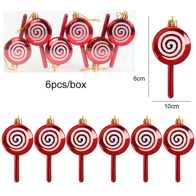 (Set4) 6kpl Joulu Lollipop Candy Cane Riipus Joulukuuseen riippuvat pallokoristeet Joulukoristeet kotiin 2024 uudenvuodenlahja hinta ja tiedot | Joulukoristeet | hobbyhall.fi