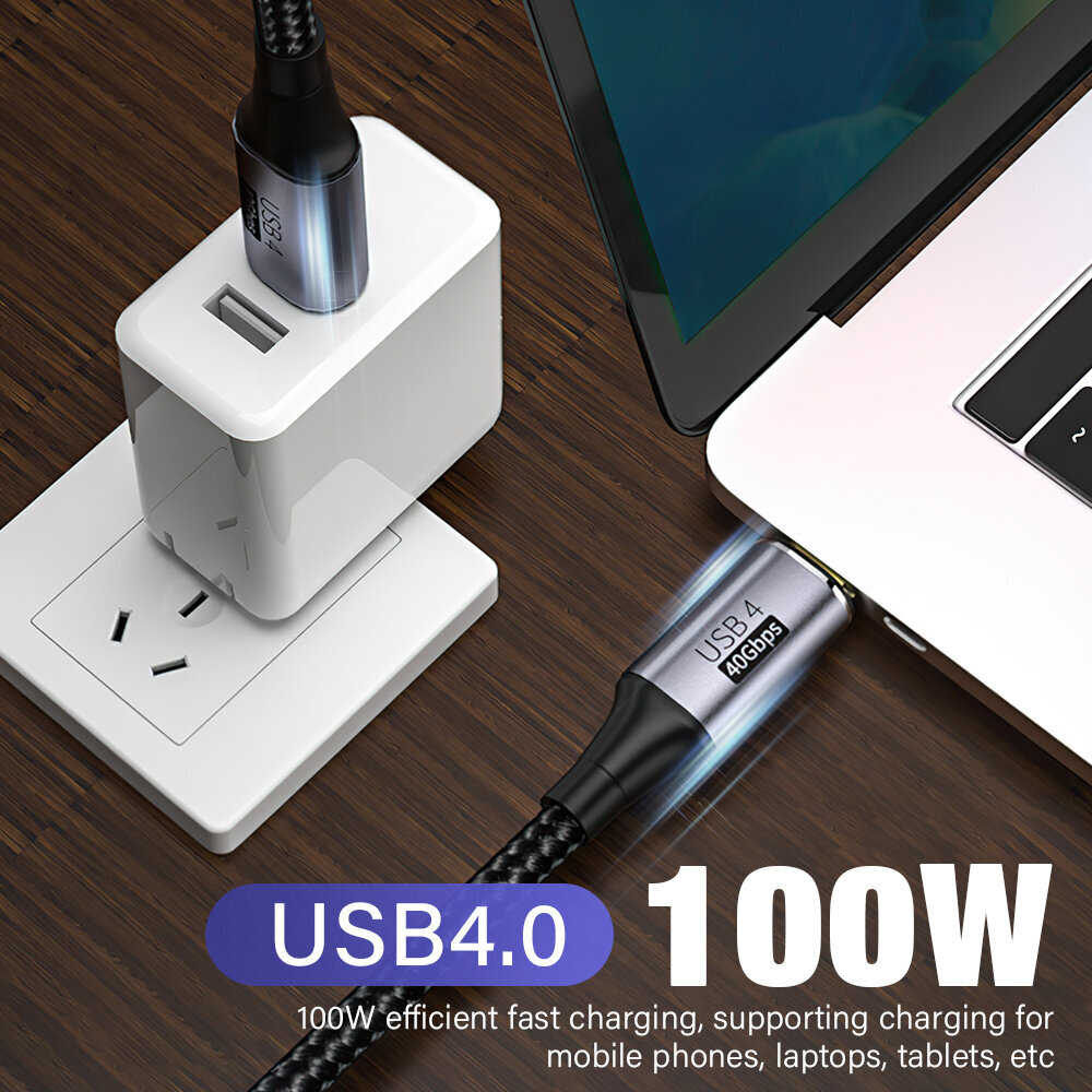 USB 4.0 Thunderbolt 3 Datakaapeli 40 Gbps Type C Videokaapeli 8K@60Hz PD 100W 5A Pikalataus iPhone 15 Pro Max 0.3m C - C Elbow hinta ja tiedot | Puhelimen lisätarvikkeet | hobbyhall.fi