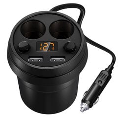 Cup-autolaturi dual usb kaapeliautolaturilla musta hinta ja tiedot | Puhelimen laturit | hobbyhall.fi