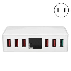 6-porttinen QC 3.0 USB-laturi Pikalataus digitaalinen näyttö Smart Charger Station 100-240VUS-pistoke 100-240V hinta ja tiedot | Puhelimen laturit | hobbyhall.fi