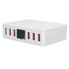 6-porttinen QC 3.0 USB-laturi Pikalataus digitaalinen näyttö Smart Charger Station 100-240VUK Plug 100-240V hinta ja tiedot | Puhelimen laturit | hobbyhall.fi