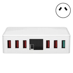 6-porttinen QC 3.0 USB-laturi Pikalataus digitaalinen näyttö Smart Charger Station 100-240VAU pistoke 100-240V hinta ja tiedot | Puhelimen laturit | hobbyhall.fi