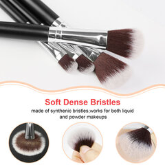 Ensiluokkaiset synteettiset meikkisiveltimet Powder Foundation Contour Blush Concealer Eyeshadow Blending Eyebrow Line Beauty Makeup Kit Hopeamusta-18kpl hinta ja tiedot | Meikkisiveltimet ja meikkisienet | hobbyhall.fi