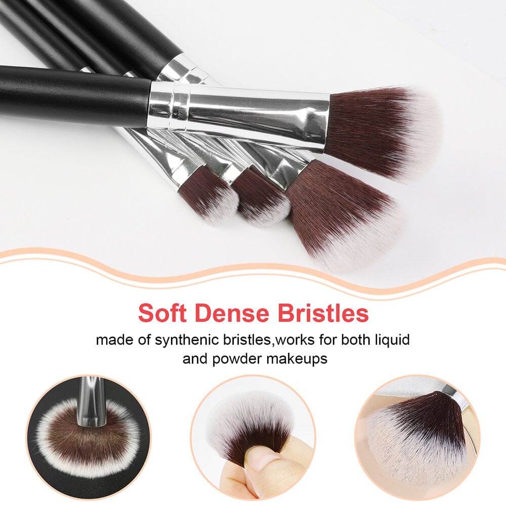 Ensiluokkaiset synteettiset meikkisiveltimet Powder Foundation Contour Blush Concealer Eyeshadow Blending Eyebrow Line Beauty Makeup Kit Hopeamusta-18kpl hinta ja tiedot | Meikkisiveltimet ja meikkisienet | hobbyhall.fi