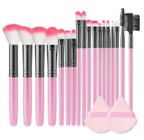 Ensiluokkaiset synteettiset meikkisiveltimet Foundation Powder Contour Blush Concealer Eyeshadow Blending Eyebrow Line Beauty Makeup Kit Pink-18 kpl hinta ja tiedot | Meikkisiveltimet ja meikkisienet | hobbyhall.fi