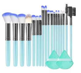 Ensiluokkaiset synteettiset meikkisiveltimet Powder Foundation Contour Blush Concealer Eyeshadow Blending Eyebrow Line Beauty Makeup Kit Blue-18PCS hinta ja tiedot | Meikkisiveltimet ja meikkisienet | hobbyhall.fi