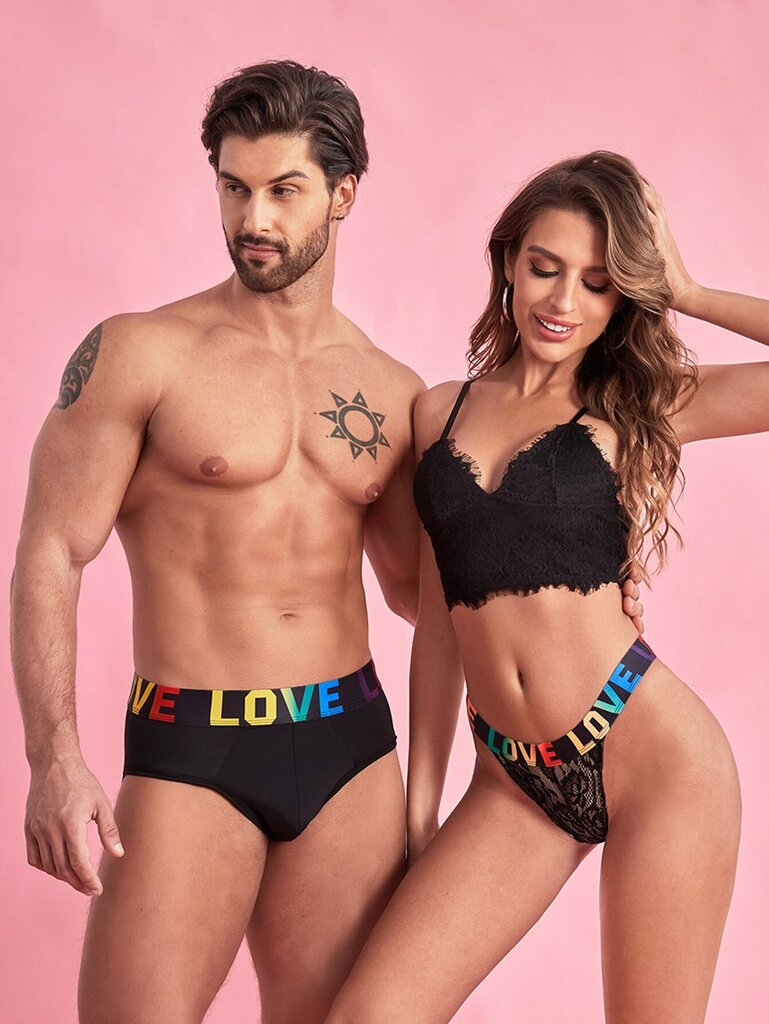 Miesten 1kpl Contrast Letter Tape Brief·Musta·M hinta ja tiedot | Miesten urheiluvaatteet | hobbyhall.fi