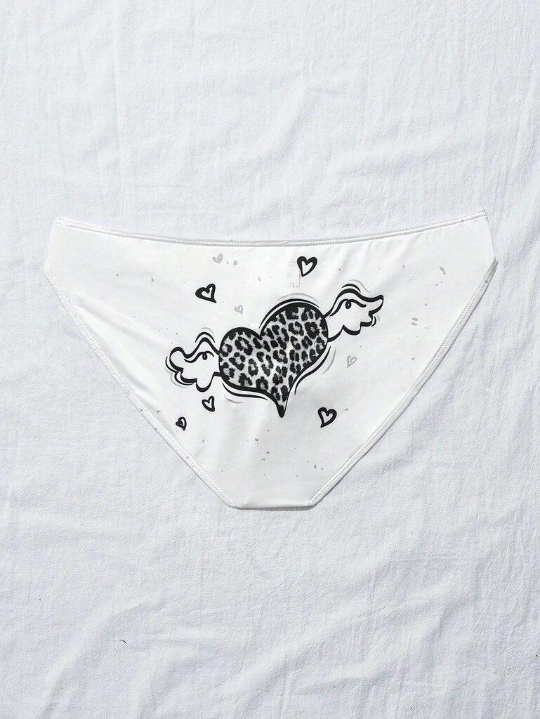 Miesten 1kpl Heart Print Brief·White·L hinta ja tiedot | Miesten urheiluvaatteet | hobbyhall.fi