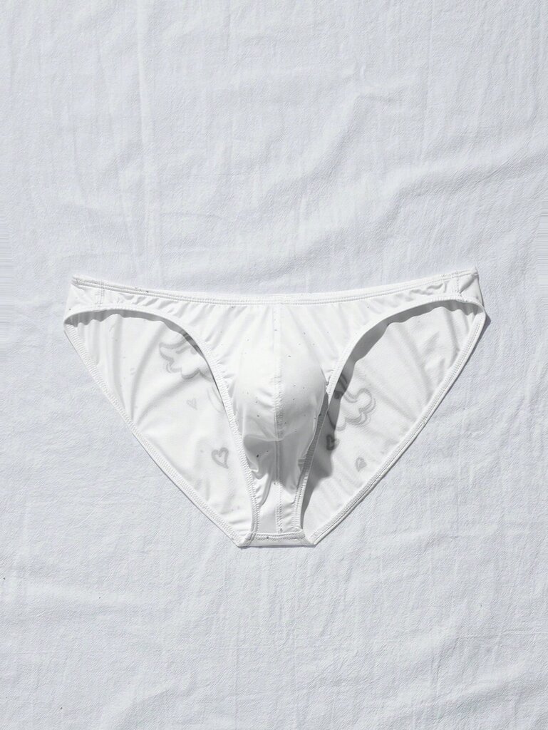 Miesten 1kpl Heart Print Brief·White·L hinta ja tiedot | Miesten urheiluvaatteet | hobbyhall.fi