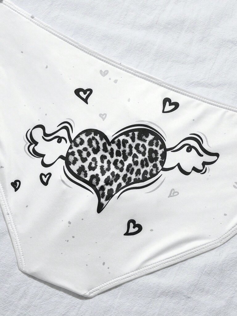 Miesten 1kpl Heart Print Brief·White·XL hinta ja tiedot | Miesten urheiluvaatteet | hobbyhall.fi