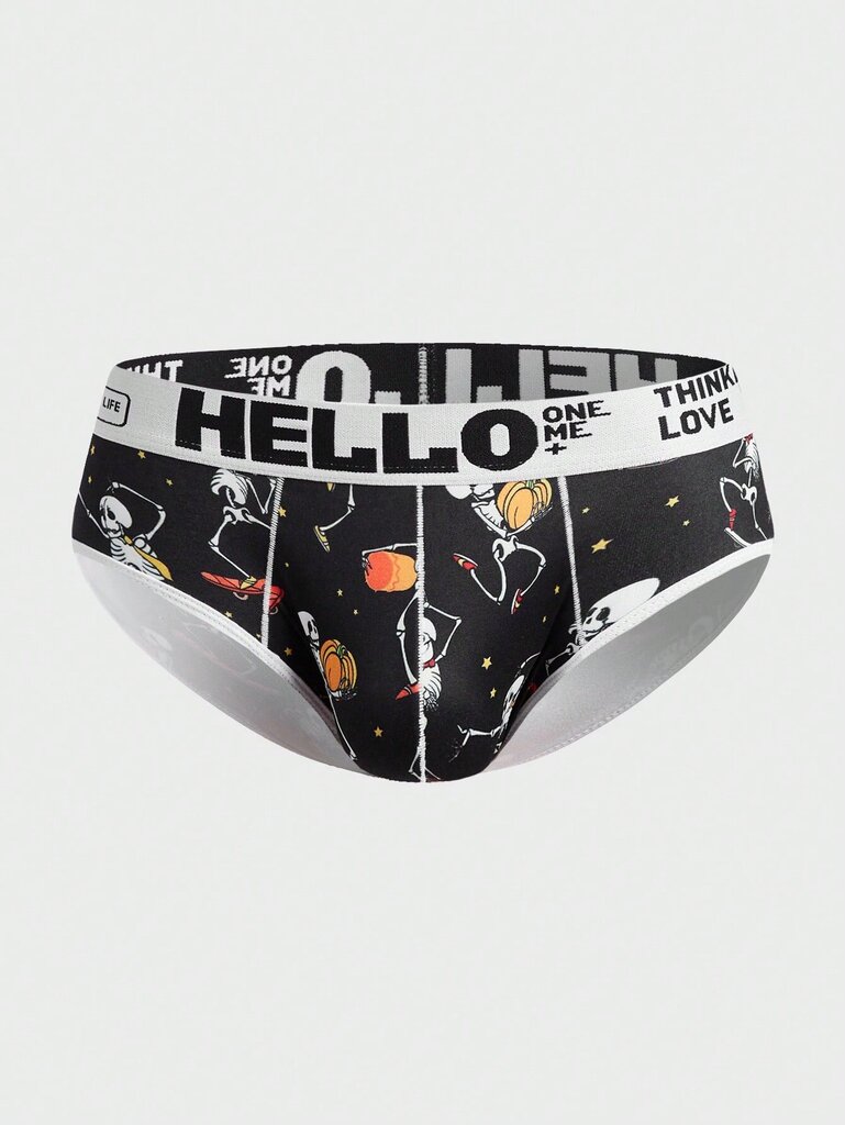 Miesten Halloween 5kpl Skeleton & Letter Graphic Brief·Multicolor·XL hinta ja tiedot | Miesten urheiluvaatteet | hobbyhall.fi