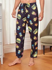 Miesten hampurilaispainatus Home Wear Bottoms·musta·S hinta ja tiedot | Naamiaisasut | hobbyhall.fi