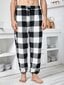 Miesten Buffalo Plaid Print Kiristysnyöri vyötäröllä Teddy Pyjama housut · Mustavalkoinen · XL hinta ja tiedot | Miesten kylpytakit ja pyjamat | hobbyhall.fi