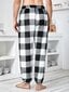 Miesten Buffalo Plaid Print Kiristysnyöri vyötäröllä Teddy Pyjama housut · Mustavalkoinen · XL hinta ja tiedot | Miesten kylpytakit ja pyjamat | hobbyhall.fi