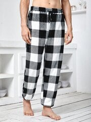 Miesten Buffalo Plaid Print Kiristysnyöri vyötäröllä Teddy Pyjama housut · Mustavalkoinen · XXL hinta ja tiedot | Miesten kylpytakit ja pyjamat | hobbyhall.fi