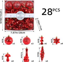 28 kpl joulukuusen ripustuspallosetti pallokoristeluun galvanoidut pallot lahjarasiasetti punainen hinta ja tiedot | Koristeet ja tarrat | hobbyhall.fi