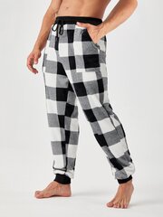 Miesten Buffalo Plaid Print Kiristysnyöri vyötäröllä pyjamahousut·mustavalkoinen·S hinta ja tiedot | Miesten kylpytakit ja pyjamat | hobbyhall.fi