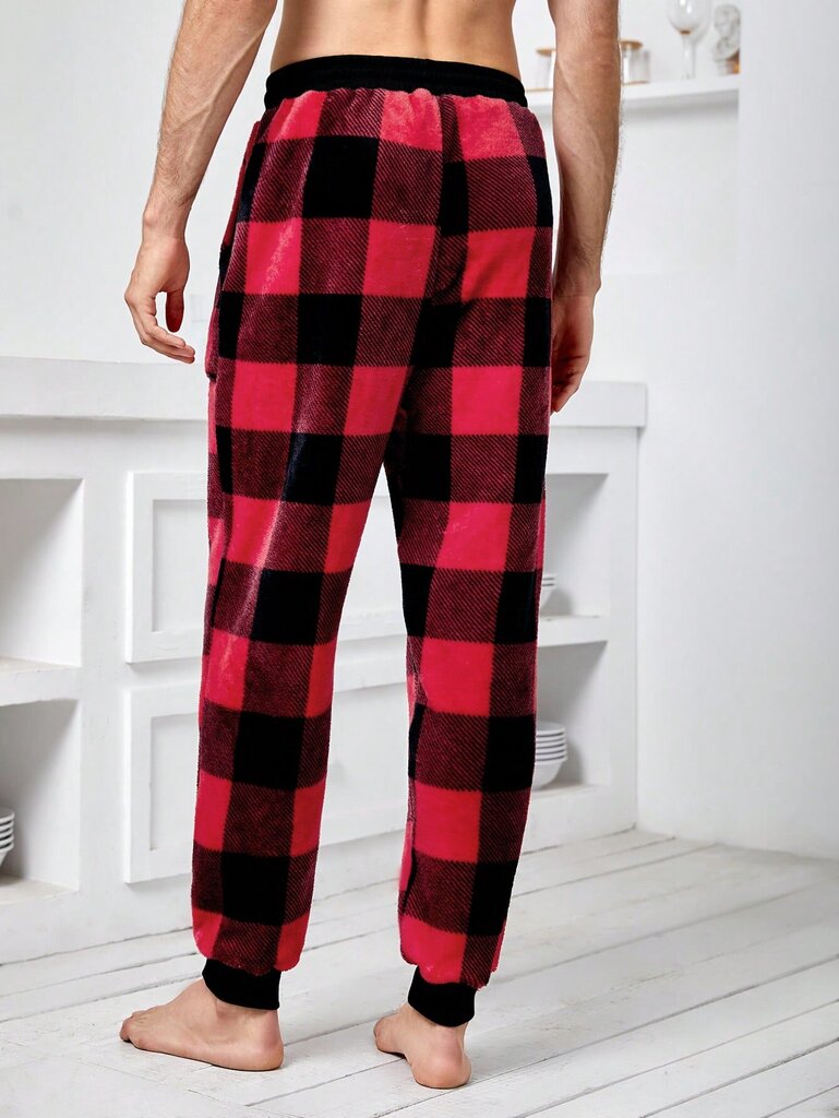 Miesten Buffalo Plaid Print Kiristysnyöri vyötäröllä Pyjama housut·Multicolor·S hinta ja tiedot | Miesten kylpytakit ja pyjamat | hobbyhall.fi