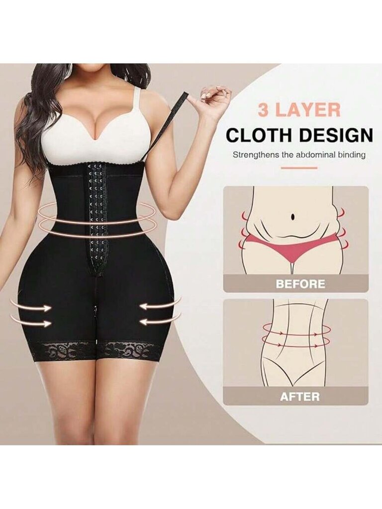 Plus-koon naisten muotopuvut Fajas Post Kirurginen Compression Body Haaroissa, vetoketju edessä·musta·3XL hinta ja tiedot | Muotoilevat alusvaatteet | hobbyhall.fi