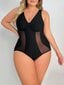 Plus-kokoinen, syvä V-kaula-verkkokorsettinen korsetti Bodysuit·Musta·2XL hinta ja tiedot | Muotoilevat alusvaatteet | hobbyhall.fi