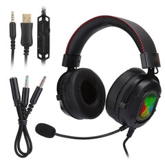 K3 Black Red ABS Gaming Headset RGB-kuulokkeet PS4/Xbox one x/Xbox one/PC/kannettava tietokone/PSP/Tablet PC/IOS/AndroidBlack Red (RGB Light) hinta ja tiedot | Kuulokkeet | hobbyhall.fi