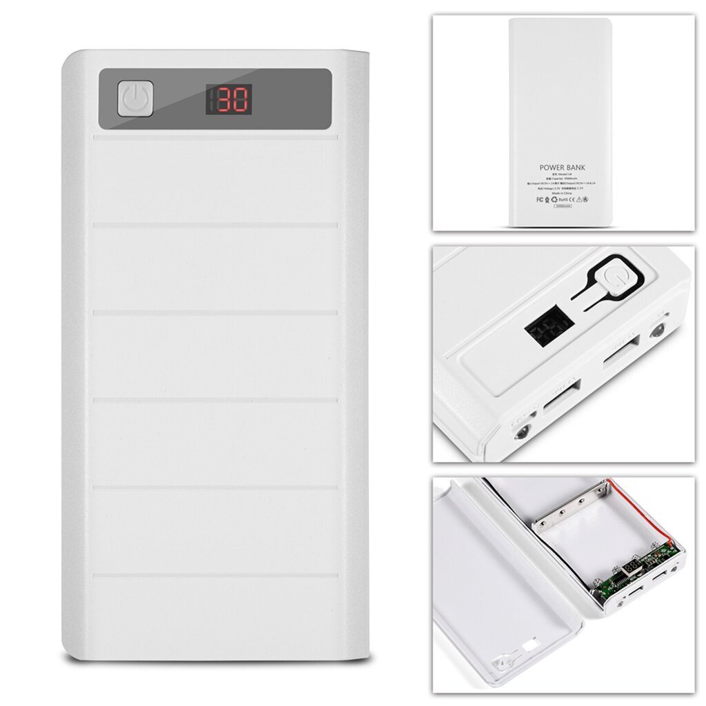 20000mAh 8 x 18650 Akut Power Bank Kit Kotelo Kuori Dual USB Type C + Micro USB Port Valkoinen hinta ja tiedot | Puhelimen lisätarvikkeet | hobbyhall.fi